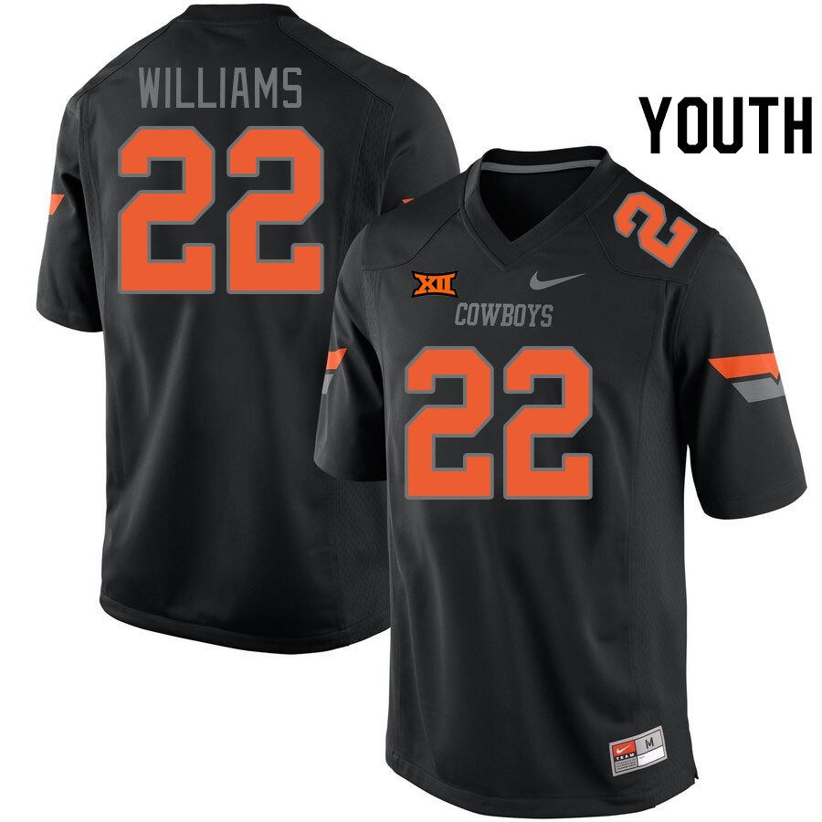 Youth #22 C.J. Williams Oklahoma State Cowboys College Football Jerseys Stitched-Retro Black